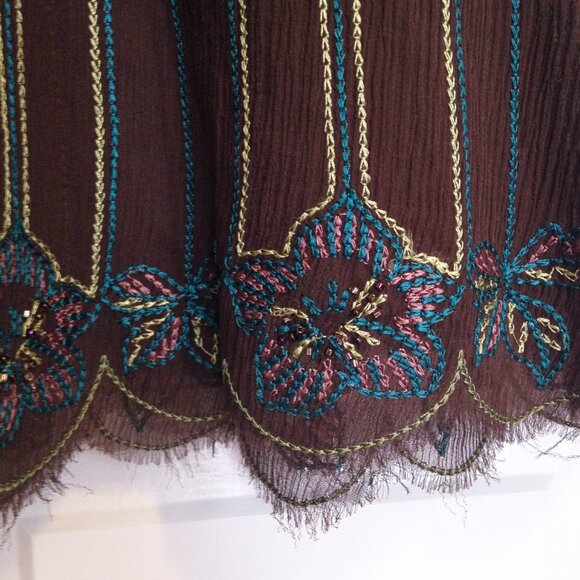 Karen Millen Embroidered 100% Silk Tiered Midi Skirt - Picture 3 of 7